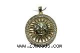 Pend104 36mm copper circle pendant pave zirconia gold plated