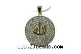 Pend105 24mm copper circle pendant pave zirconia gold plated