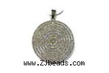 Pend107 33mm copper circle pendant pave zirconia gold plated