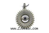 Pend108 35mm copper pendant pave zirconia gold plated