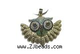 Pend109 28*42mm copper owl pendant pave zirconia gold plated