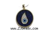 Pend110 28mm copper circle pendant pave zirconia gold plated