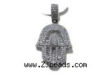 Pend113 22*25mm copper pendant pave zirconia silver plated
