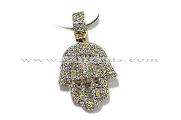 Pend114 22*25mm copper pendant pave zirconia gold plated