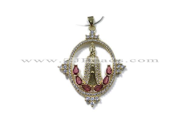 Pend115 35*40mm copper pendant pave zirconia gold plated