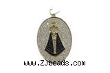 Pend116 27*35mm copper oval pendant pave zirconia gold plated
