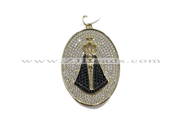 Pend116 27*35mm copper oval pendant pave zirconia gold plated
