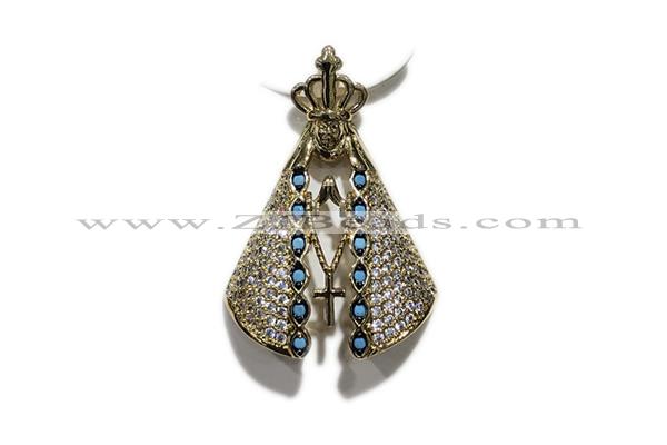 Pend118 22*30mm copper pendant pave zirconia gold plated