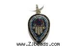 Pend121 20*27mm copper pendant pave zirconia gold plated
