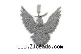 Pend123 40mm copper eagle pendant pave zirconia silver plated