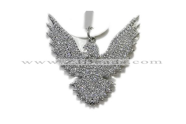 Pend123 40mm copper eagle pendant pave zirconia silver plated