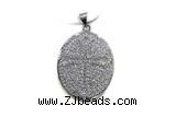 Pend126 21*24mm copper oval pendant pave zirconia silver plated