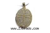 Pend127 21*24mm copper oval pendant pave zirconia gold plated