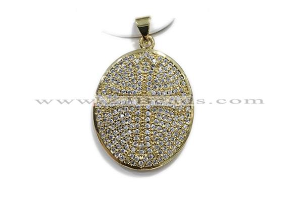Pend127 21*24mm copper oval pendant pave zirconia gold plated