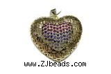 Pend129 28*33mm copper heart pendant pave zirconia gold plated