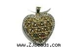 Pend134 22mm copper heart pendant pave shell zirconia gold plated