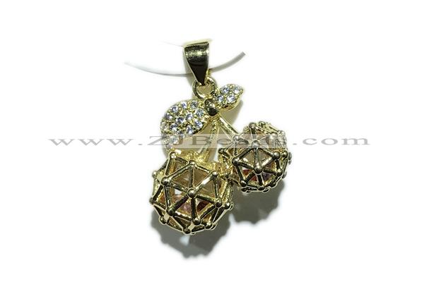 Pend136 15*18mm copper pendant pave zirconia gold plated