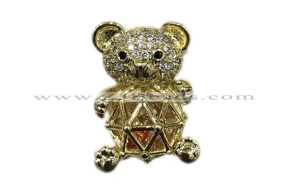 Pend140 14*19mm copper bear pendant pave zirconia gold plated