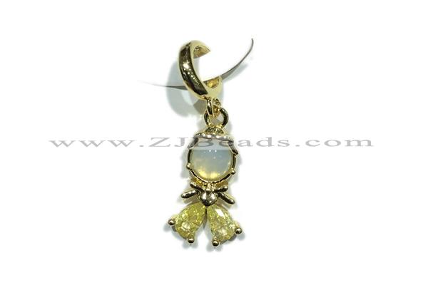 Pend142 9*15mm copper pendant pave zirconia gold plated