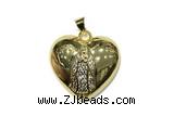 Pend147 24mm copper heart pendant pave zirconia gold plated