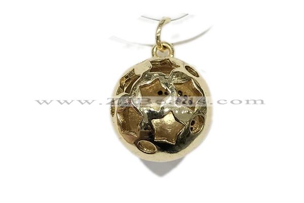 Pend148 14mm copper ball pendant gold plated