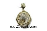 Pend156 25mm copper pendant pave zirconia gold plated