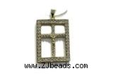 Pend157 22*28mm copper rectangle pendant pave zirconia gold plated