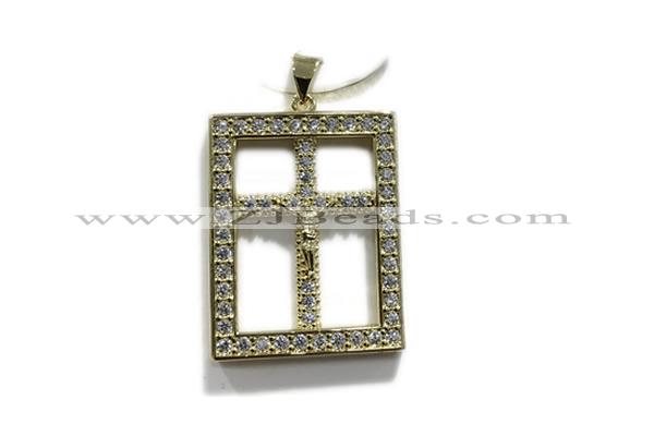Pend157 22*28mm copper rectangle pendant pave zirconia gold plated