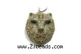 Pend159 28mm copper lion pendant pave zirconia gold plated