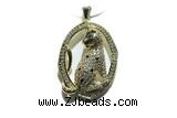 Pend160 23*30mm copper leopard pendant pave zirconia gold plated