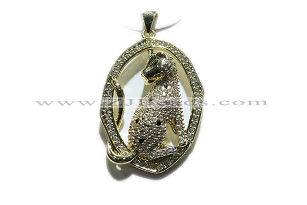 Pend160 23*30mm copper leopard pendant pave zirconia gold plated
