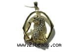 Pend161 25mm copper leopard pendant pave zirconia gold plated