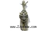 Pend163 15*55mm copper leopard pendant pave zirconia gold plated