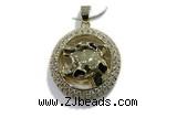 Pend164 26mm copper leopard pendant pave zirconia gold plated