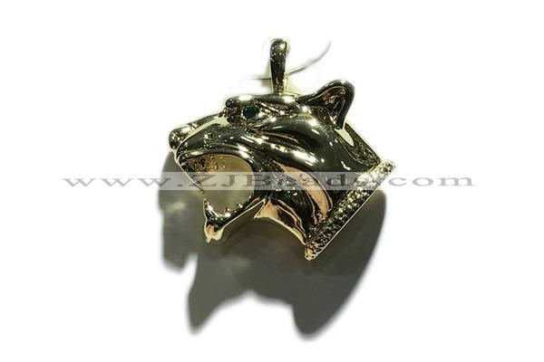 Pend165 27*33mm copper leopard pendant pave zirconia gold plated
