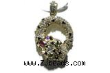 Pend166 22*28mm copper leopard pendant pave zirconia gold plated