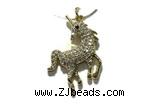 Pend168 20*27mm copper horse pendant pave zirconia gold plated