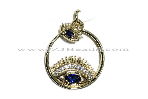 Pend170 17mm copper pendant pave zirconia gold plated