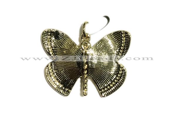 Pend173 20*25mm copper butterfly pendant pave zirconia gold plated