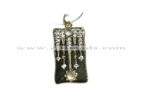 Pend179 14*24mm copper pendant pave zirconia gold plated