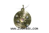 Pend180 20mm copper circle pendant pave zirconia gold plated
