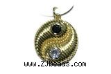 Pend183 20mm copper circle pendant pave zirconia gold plated