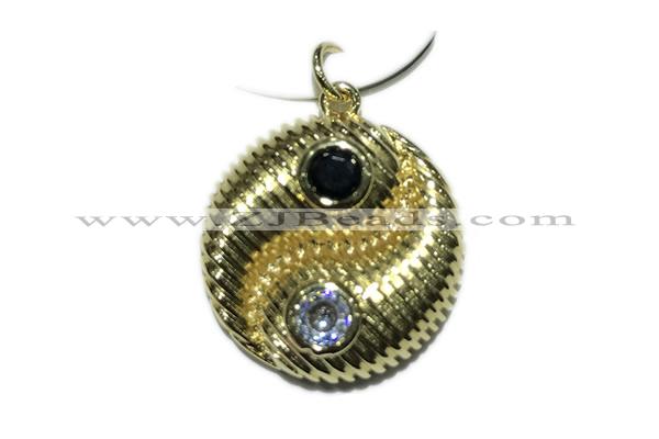 Pend183 20mm copper circle pendant pave zirconia gold plated