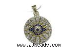 Pend185 20mm copper circle pendant pave zirconia gold plated