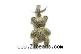 Pend188 18*26mm copper bear pendant pave zirconia gold plated