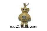 Pend190 20*28mm copper bear pendant pave zirconia gold plated