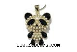 Pend191 21*25mm copper panda pendant pave zirconia gold plated