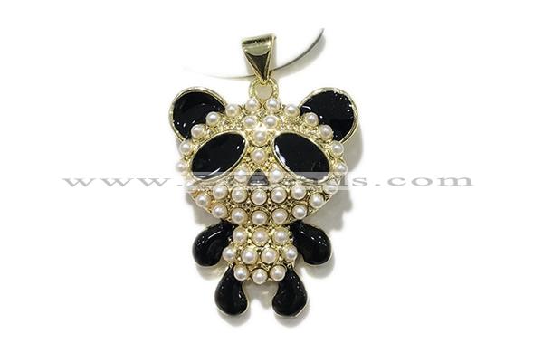 Pend191 21*25mm copper panda pendant pave zirconia gold plated