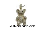 Pend196 18*25mm copper bear pendant pave zirconia gold plated