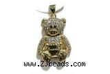 Pend198 20*23mm copper bear pendant pave zirconia gold plated